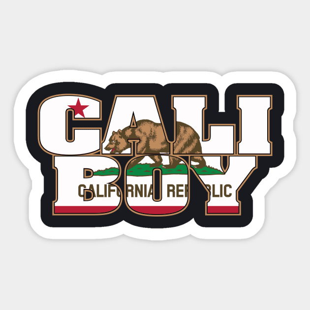 Cali Boy (Bear Flag Design) Sticker by CaliKringle